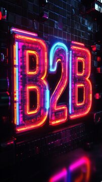 Vibrant Neon Signage Representing B2B and D2D Marketing Strategies