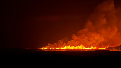 Grindavik, Iceland, August 22, 2024. 30 km from the capital Reykjavik, a volcano began to erupt. A...