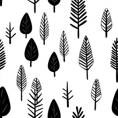 モノクロ幾何学フォレストパターン