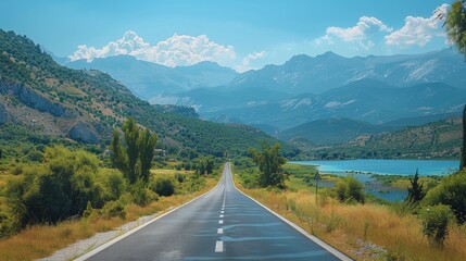 Fototapeta premium Stunning Landscapes Along the Road Between Cities