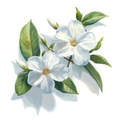 Delicate white flowers with vibrant green leaves, perfect for showcasing nature's beauty and elegance in floral designs.