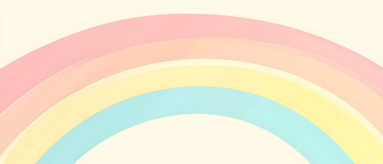 Obraz premium A flat vector illustration of a rainbow background in soft pastel colors, featuring a smooth gradient that transitions gently from one color to the next. The palette includes light shades