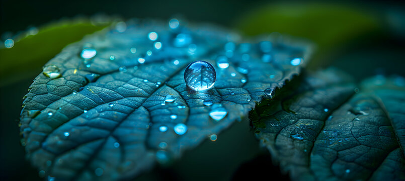 A macro shot of a leaf with a 3D holographic object hovering just above, illuminated by soft sunlight