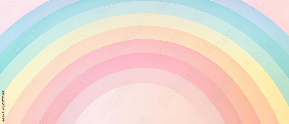 Poster a flat vector illustration of a rainbow background in soft pastel colors, featuring a smooth gradien