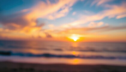 Fototapeta premium Abstract background of sunset colored bokeh at the shore, ai