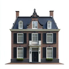 Photorealistic Dutch Colonial House Render: Isolated on White Background
