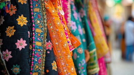 Fototapeta premium Vibrant Diversity on Display: Traditional Clothing at Cultural Festival