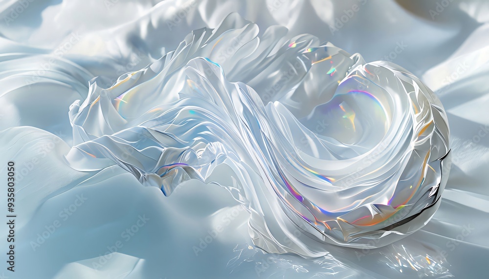 Wall mural crystal-clear ice cubes with tiny bubbles, floating in a blue liquid, create a mesmerizing, frozen w