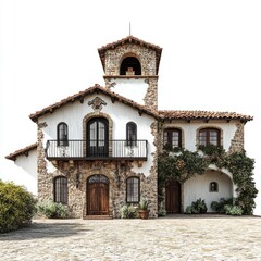 Obraz premium Photorealistic Spanish Hacienda - Isolated Colonial Architecture