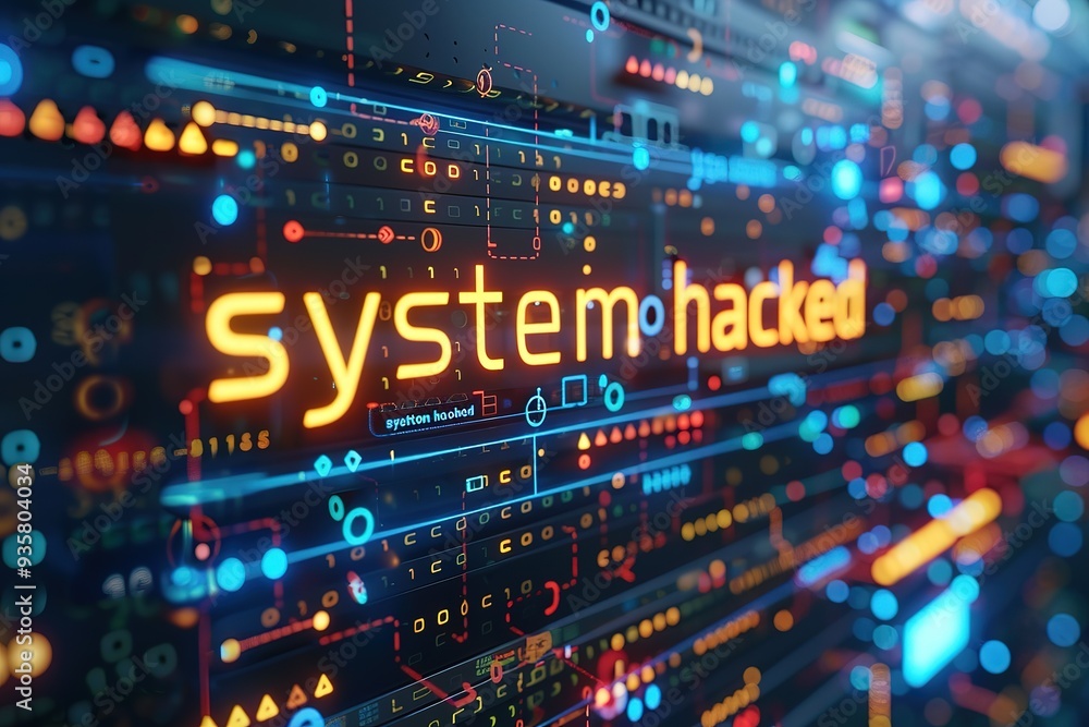 Poster a colorful computer screen with the words 