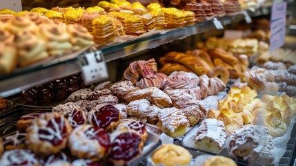 Assorted Neapolitan pastries displayed at a local bakery in Naples, Campania, Italy.
