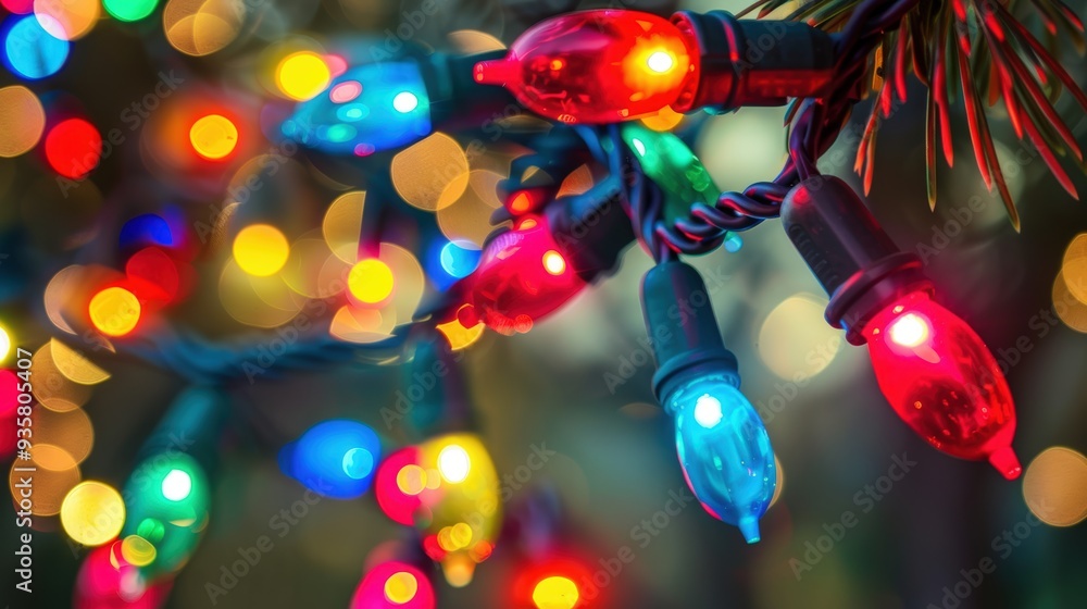 Sticker colorful christmas lights