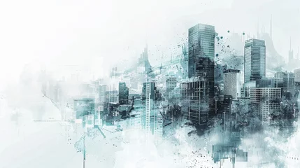 A cityscape with a lot of buildings and a cloudy sky
