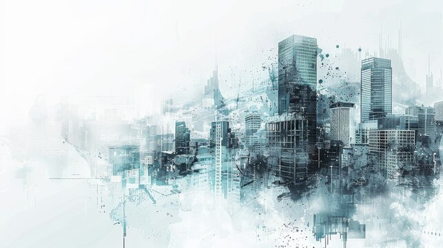 A cityscape with a lot of buildings and a cloudy sky