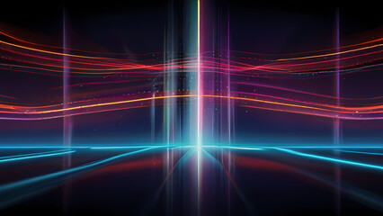 flat vector background showcasing wavy laser beams flowing across the scene