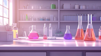 Modern science lab interior, sleek countertops, advanced equipment, organized workstations, vibrant colors, collaborative spaces, innovative atmosphere, fostering research and learning