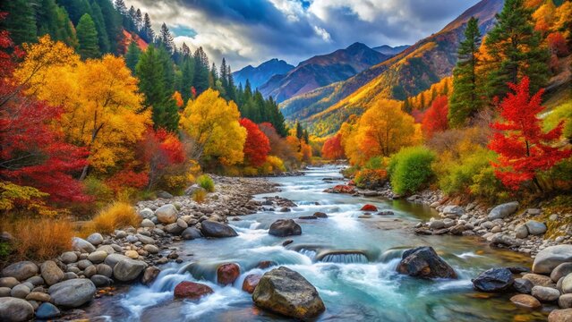 mountain river in autumn