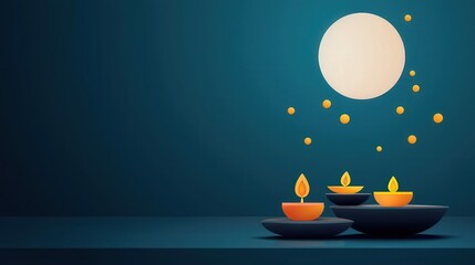 A decorated thali (plate) with offerings for the Sharad Purnima puja placed under the full moon