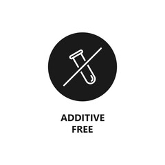 Additive free sign. No additives symbol. Label for cosmetics, hair care, body care. Eco friendly and organic hygiene products. Vector icon