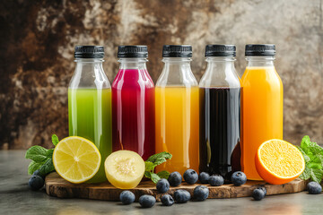 Premium clear bottle of cold-pressed juice made from natural fruits