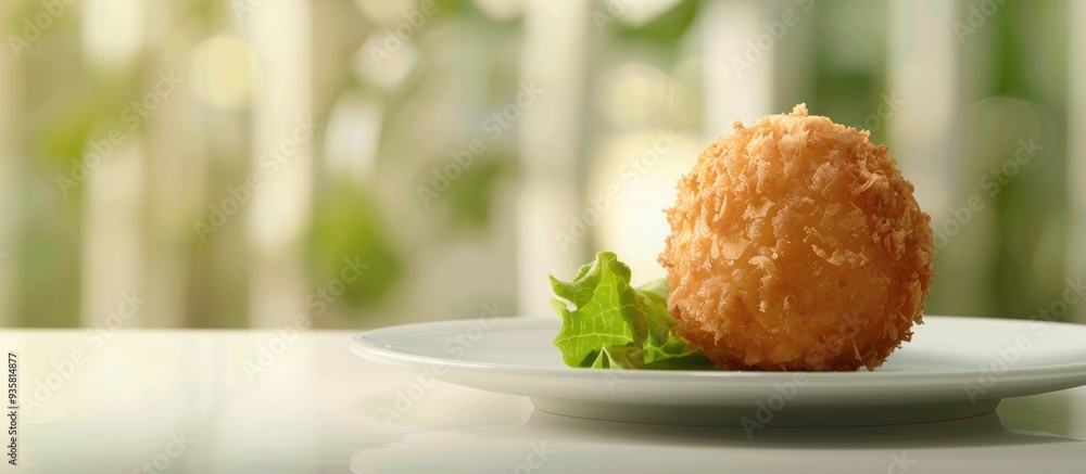 Aufkleber japanese cuisine minced pork and cabbage croquette ball. copy space image. place for adding text and