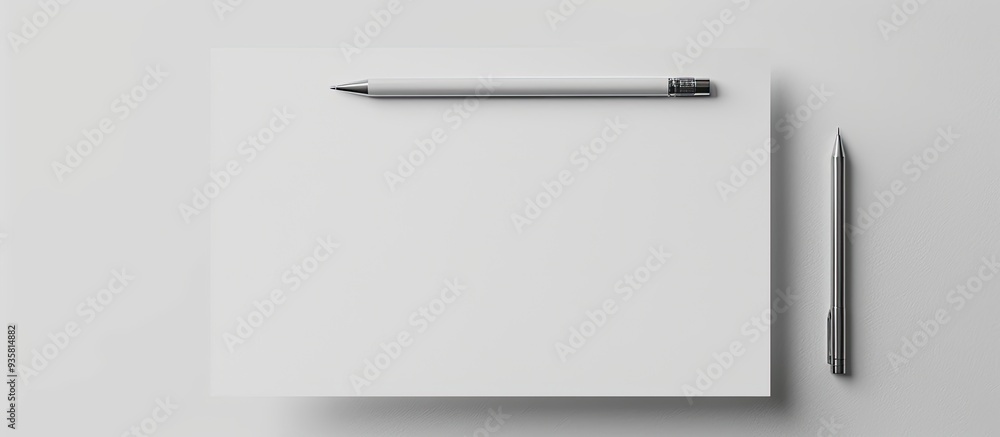 Poster white paper sheet with a metal handle. copy space image. place for adding text and design