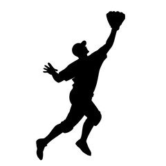 Silhouette baseball player catching 