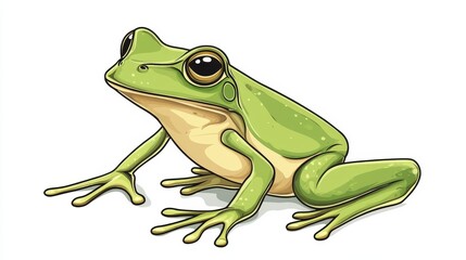 Obraz premium A green frog vector cartoon illustration for coloring pages