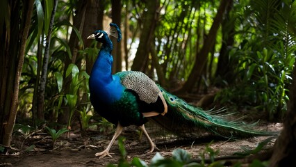 Naklejka premium The Vibrant Peacock, generative AI