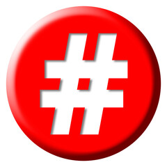 red hashtag 3d for web design. Social network communication concept.