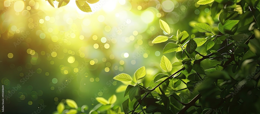 Poster blur and bokeh effect in nature. copy space image. place for adding text and design