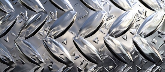 Fototapeta premium silver texture featuring a diamond pattern chrome metal backdrop. Copy space image. Place for adding text and design