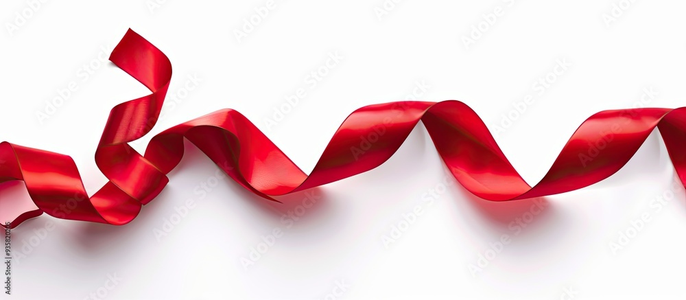 Poster red ribbon on a white background. copy space image. place for adding text and design