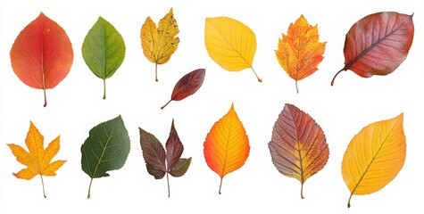 Set of autumn leaves isolated on a white background