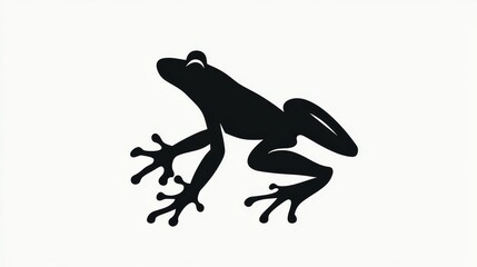 Obraz premium Silhouette of a frog on a white backdrop. Simple design for mobile and web. Logo with a frog symbol.