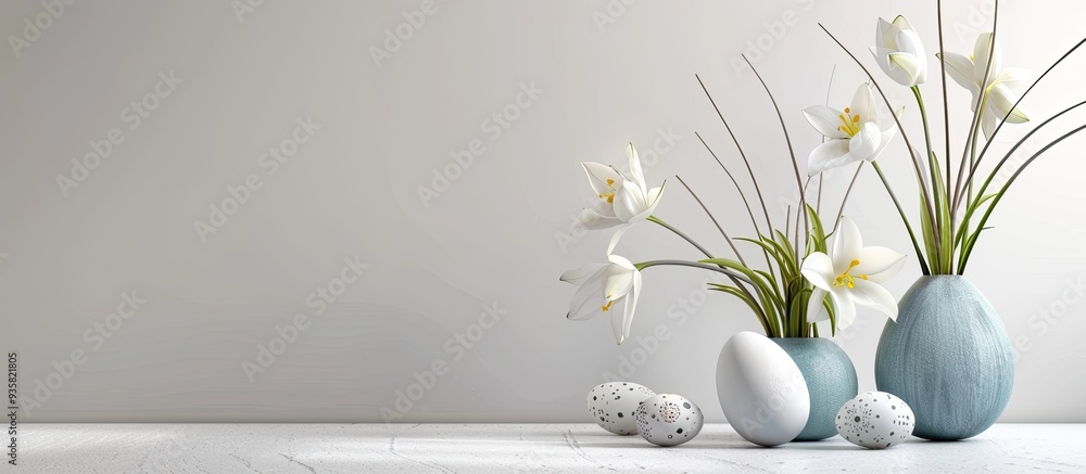 Poster easter arrangement on a white background. copy space image. place for adding text and design