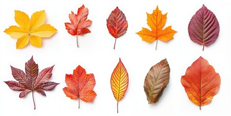 Set of autumn leaves isolated on a white background