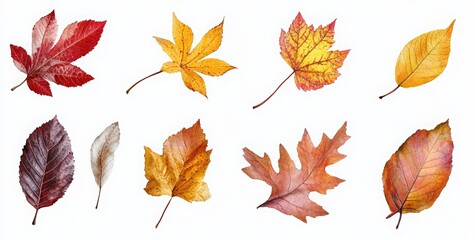 Obraz premium Set of autumn leaves isolated on a white background