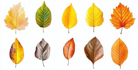 Obraz premium Set of autumn leaves isolated on a white background