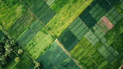 Aerial View of a Lush Green Field Pattern