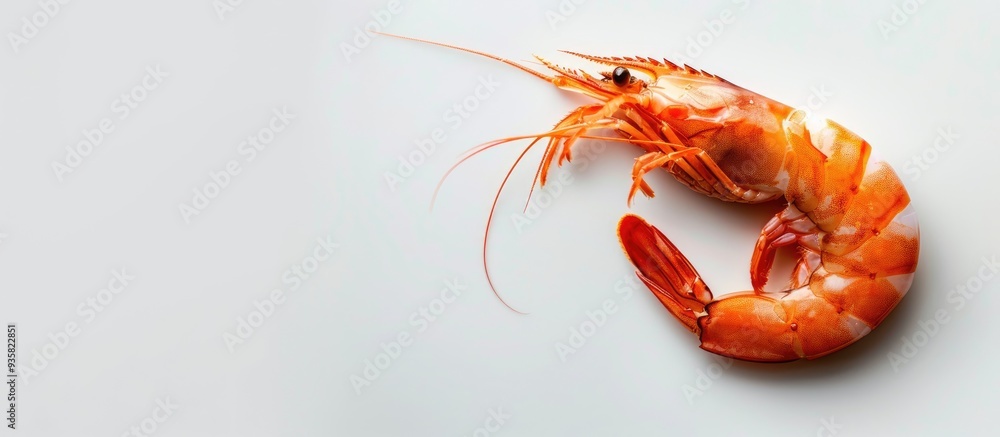 Poster shrimp on a white background. copy space image. place for adding text and design