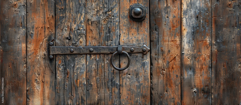 Aufkleber close up of an aged wooden door. copy space image. place for adding text and design