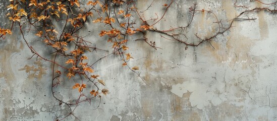 Naklejka premium Brown colored vines grew on weathered exterior walls. Copy space image. Place for adding text and design