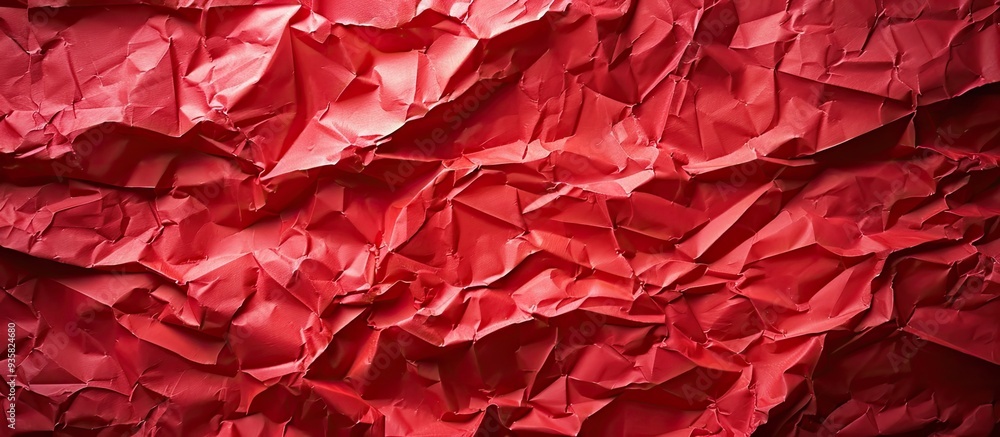 Poster close up of a red wrinkled textured paper background a vertical square texture with copy space for t