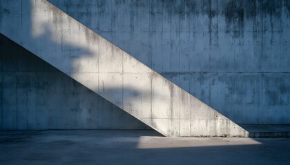 Concrete Wall with Diagonal Section and Shadow