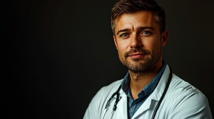 Obraz premium Portrait of a Male Doctor with a Stethoscope
