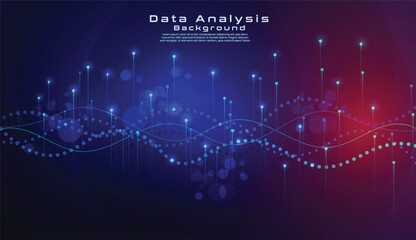 Computer network background vector. Abstract data line background design. Data analysis background design with gradient color. Digital technology wallpaper line art. 