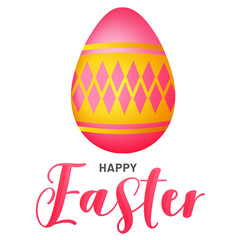 Happy Easter Celebration Poster Design with Glossy Printed Egg Illustration.