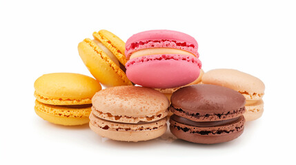 Fototapeta premium Pile of Macarons on White Background