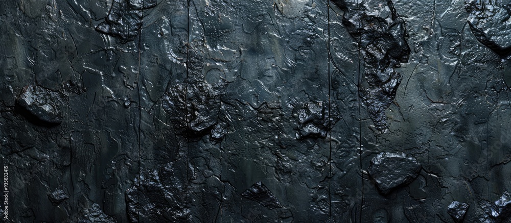 Poster black stone backdrop wide dark gray banner featuring a concrete wall surface texture. copy space ima